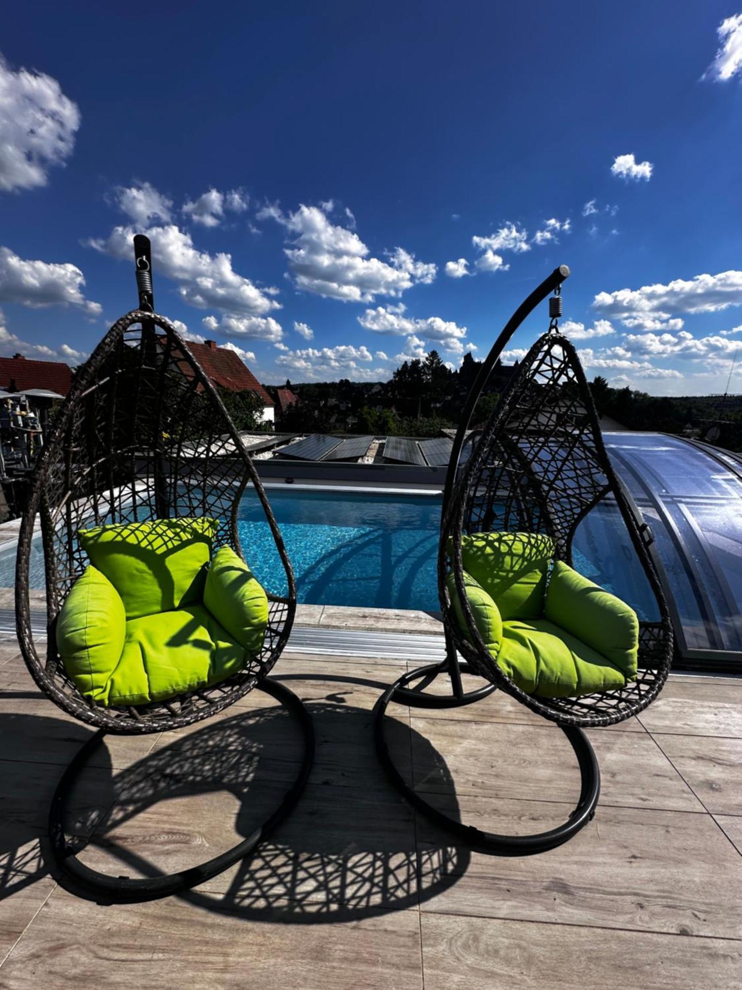 Ferienwohnung Schlossblick - 4 Sterne Sauna Pool Whirlpool Exklusiv เบราน์เฟลส์ ภายนอก รูปภาพ